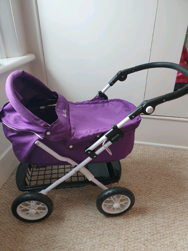 purple silver cross dolls pram